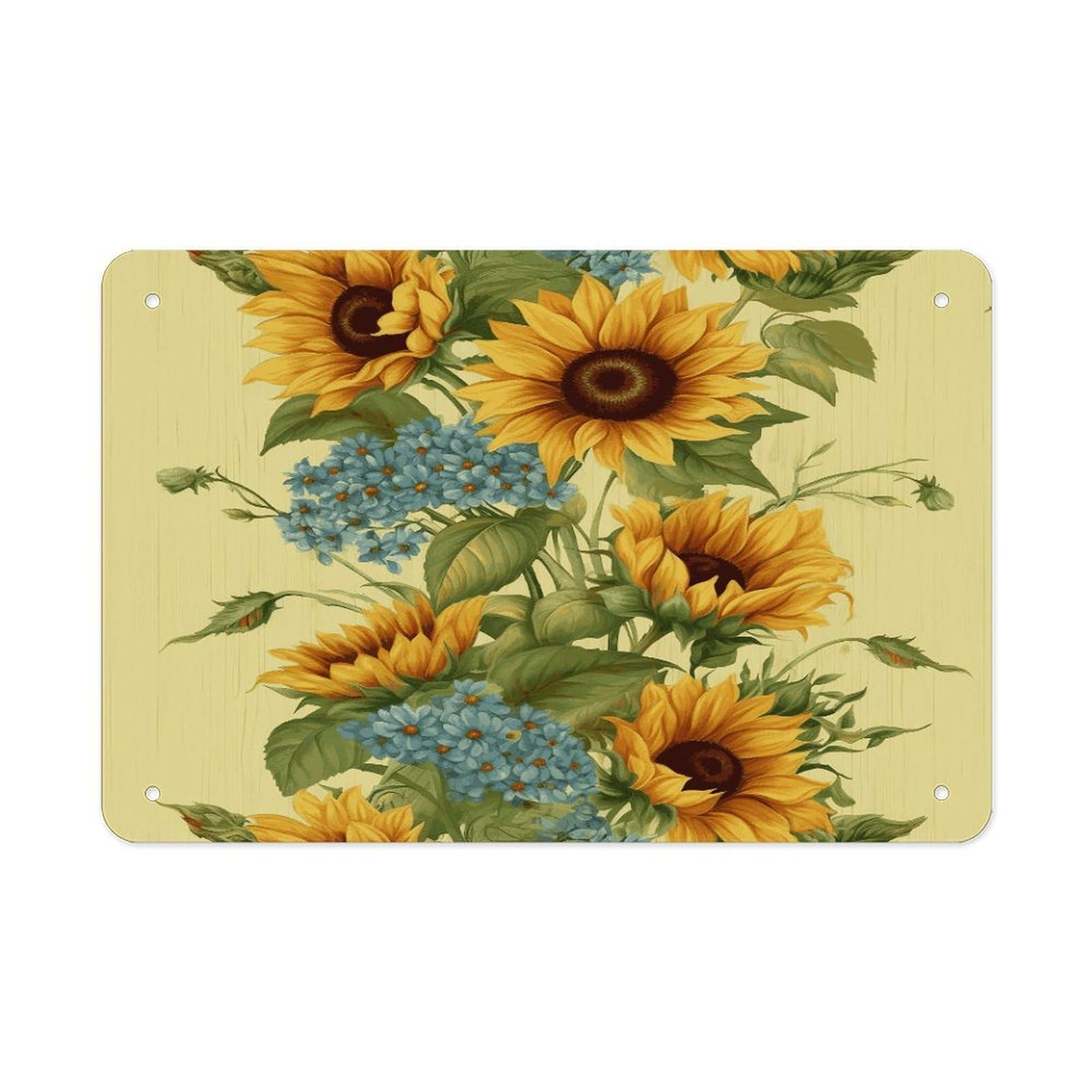 LDGSUPH Sunflowers Metal Tin Sign Wall Art Prints Folded Edge Iron Sheet Painting with Holes for Wall Prints Decorative Picture Metal Signboard Decor Painting Wall Decor