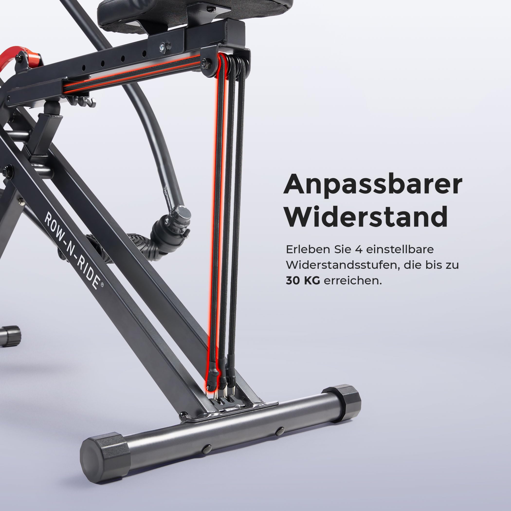 Sunny Health & Fitness Row-N-Ride Kniebeugentrainer fürs Heimtraining | 3 Kniebeugentiefen, Bis zu 135 kg Belastbarkeit, Verstellbarer Sitz/Griff, Bis zu 5 Widerstandsstufen, Ganzkörpertraining