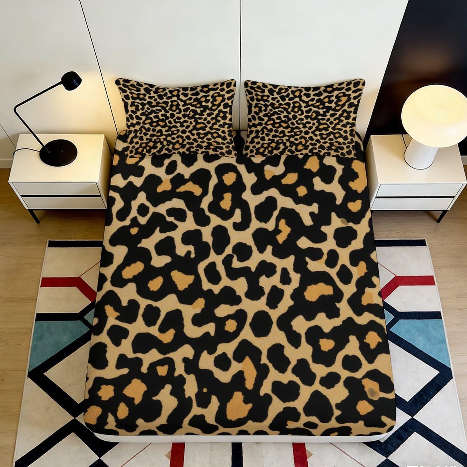Pnayamiorkfel Style-9 3D Printed Leopard Pattern Fitted Sheet Microfiber Soft Animal Skin Bed Cover For Bedroom Dorm Mattress Decor 90X200x25cm