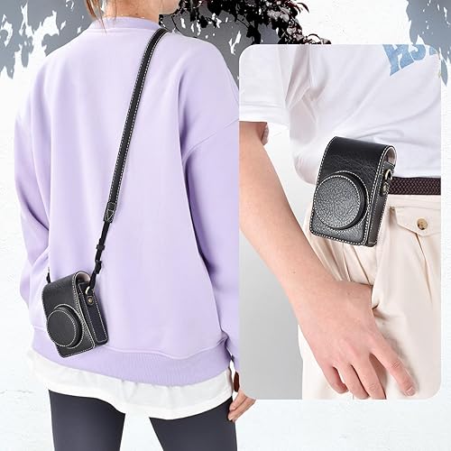 Miniatura 6 de Rieibi Funda para cámara Sony RX100 Series, Sony ZV-1 ZV1, Ricoh GR III GR 3, Panasonic LX10 Lumix DMC-LX10, funda vintage de piel sintética para
