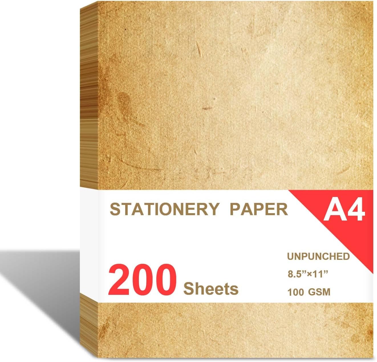Loose Leaf Paper, Stationery Writing Paper, Vintage Antique Letterhead Paper 8.5" x 11",200 Sheets, A4 Unpunched Refills Paper for Ring Binder/Discbound, Decorative Printer Paper image 2