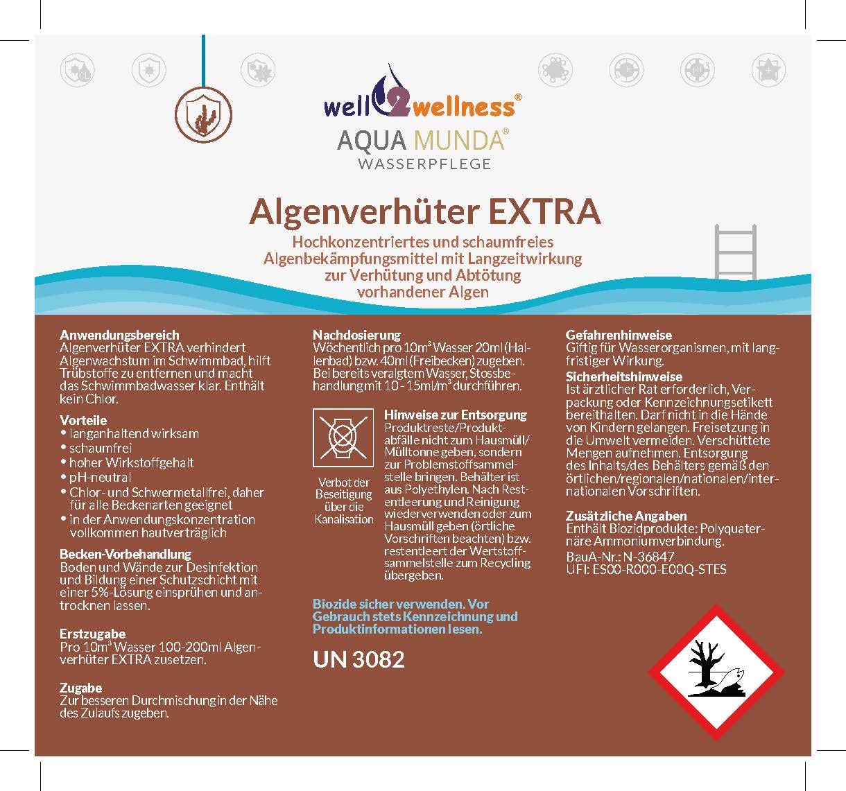 Aqua Munda Wasserpflege Premium Pool Algenverhüter Extra 10l (2 x 5l)