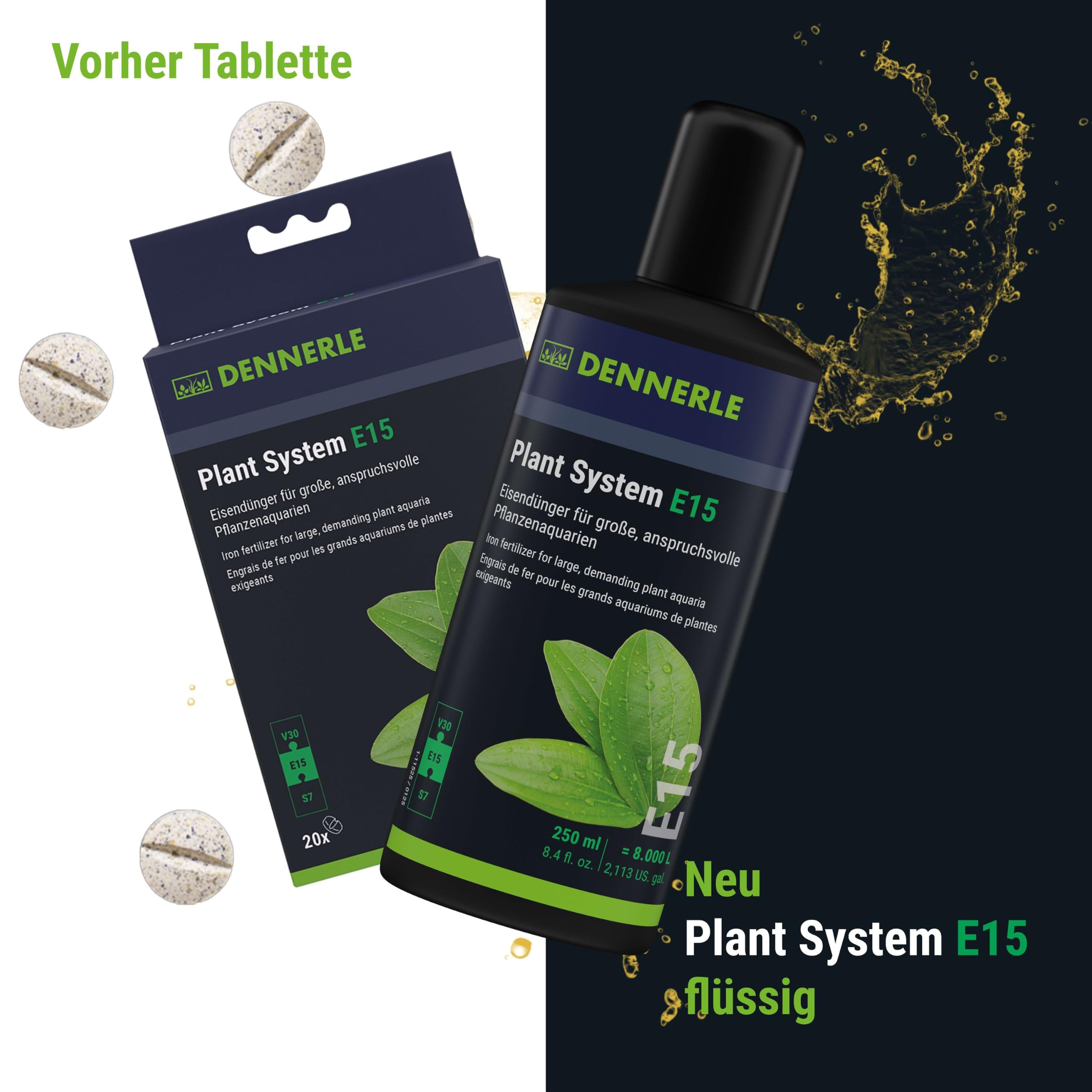 Dennerle Plant System E15, 250 ml - Flüssiger Eisendünger | Für Wasserpflanzen im Aquarium, gezielte Eisenversorgung, 250 ml