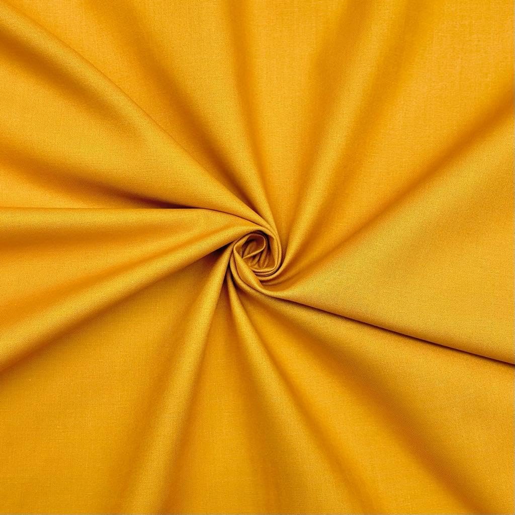 Fashion Track Mustard Fabric Cotton by The Metre UK, 58 Inches / 147.5 cm Wide, 100% Cotton Fabric Plain, 60 Square