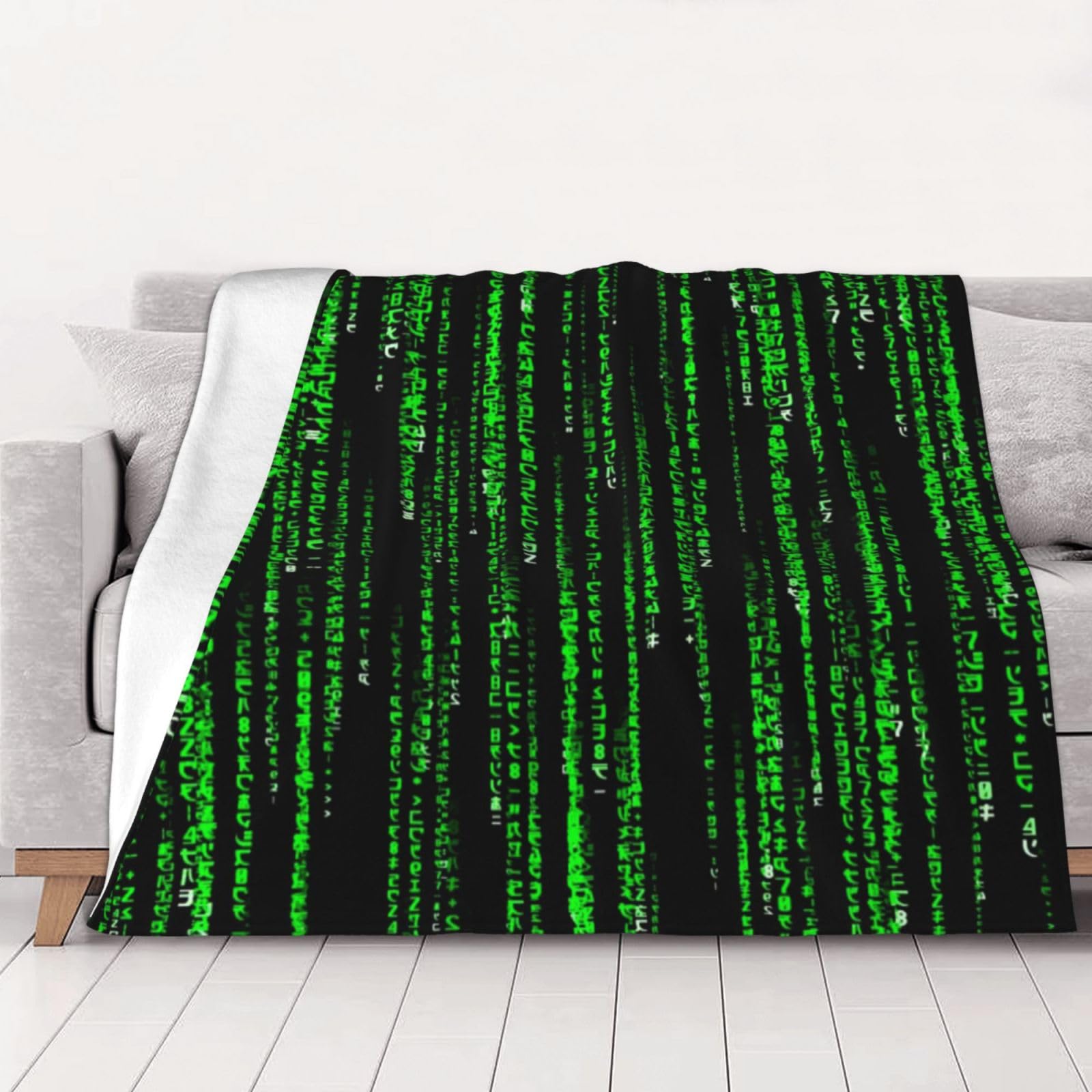 Tcoay Women's As Shown Green Matrix,Throw Blanket Soft Flannel Fleece Throw Blanket For Bed Sofa Travel,80"X60"