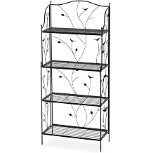 Glitzhome 52" H Rectangular Metal Rack 4 Tier Plant Stand Multiple Holder Shelf for Indoor Outdoor Garden, White