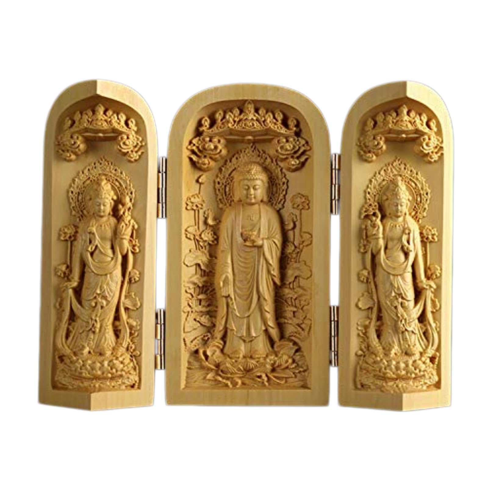 YXCQHZM Buddha Statue Solid Wood Carving Mini Sankai Buddha Fudo Myoo Mini Guardian Monument Figure Decorative Statue (A16)