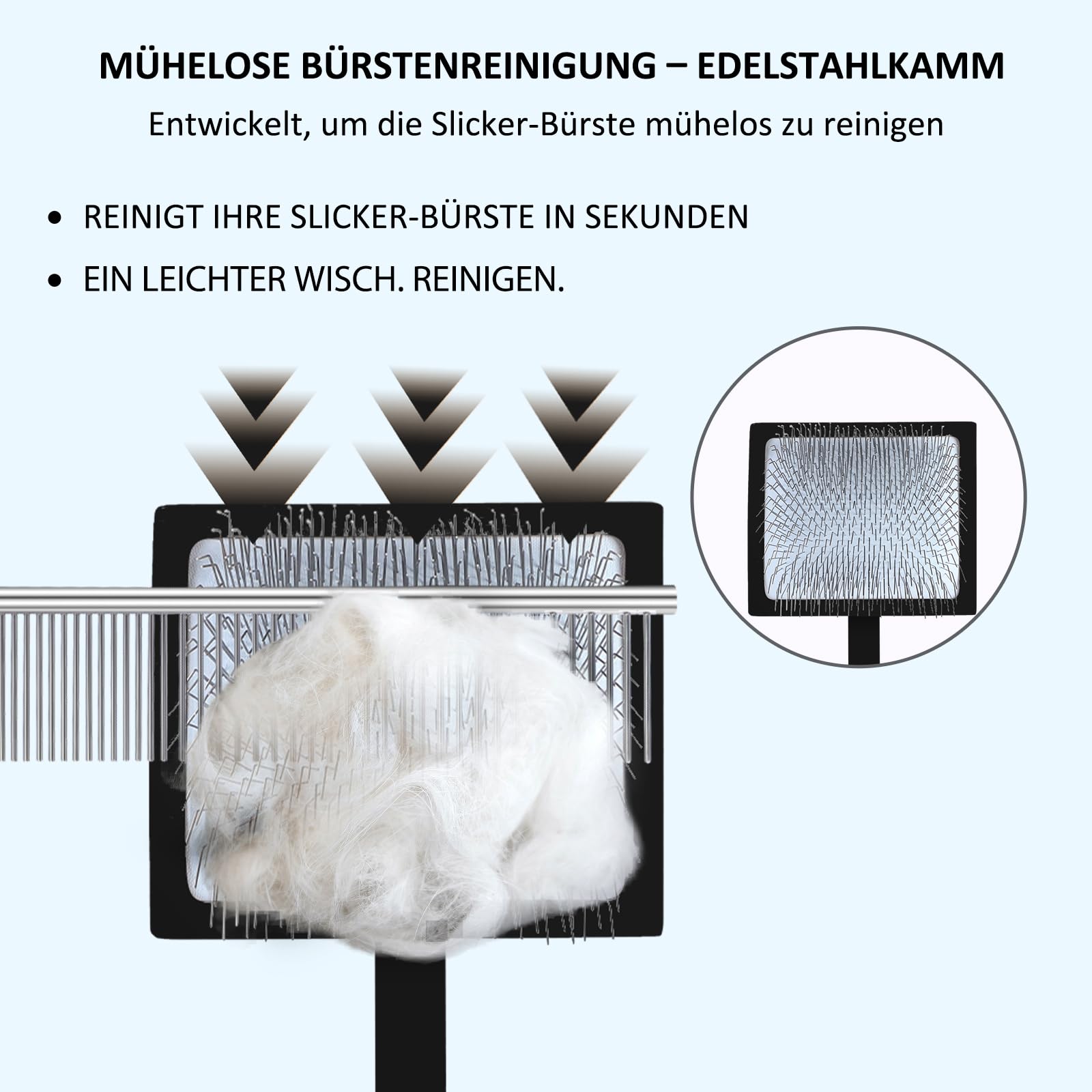 Profi Zupfbürste & Hundebürste Langhaar (25mm Borsten) – Slicker Brush Set mit Kamm – Sanftes Entfilzen von Fell & dicker Unterwolle bei Golden Retriever, Pudel, Doodle & Katzen – Schwarz