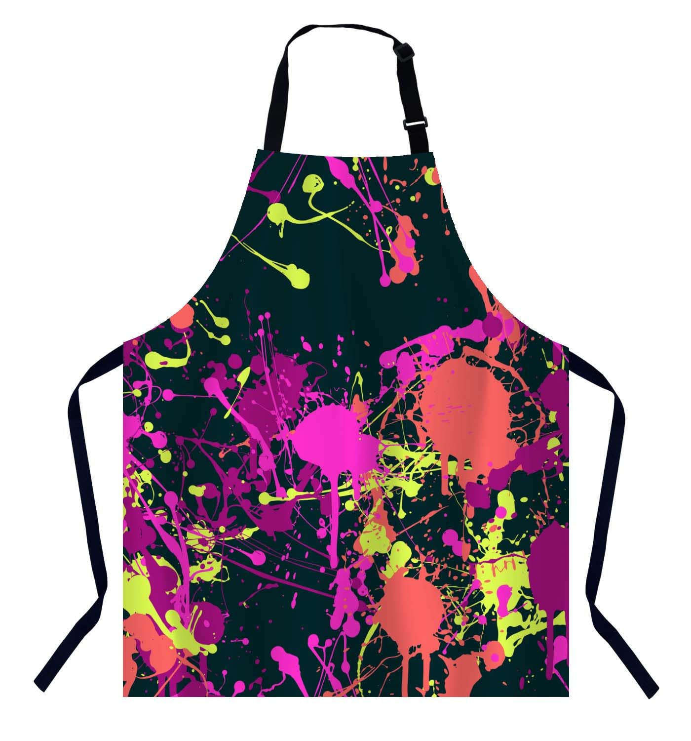 BGBDEIA Splatter Paint Pattern Apron Adjustable Neck Bib Apron for Men Women,Suitable for Kitchen Cooking Waitress Chef Apron