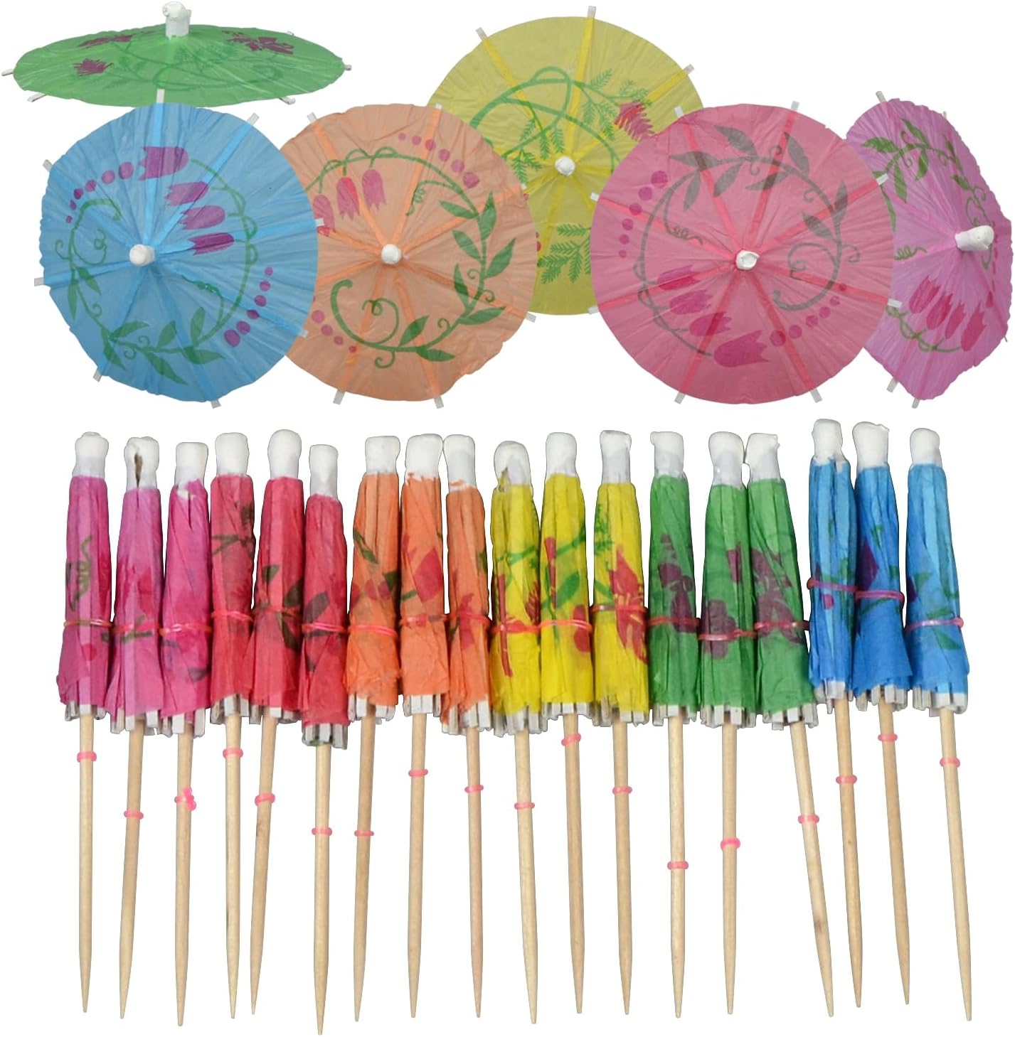 20 Pack Drink Umbrellas – Colorful Paper Cocktail Umbrellas for Drinks, Hawaiian Party Decorations & Cupcake Toppers (Multicolor,Umbrella)