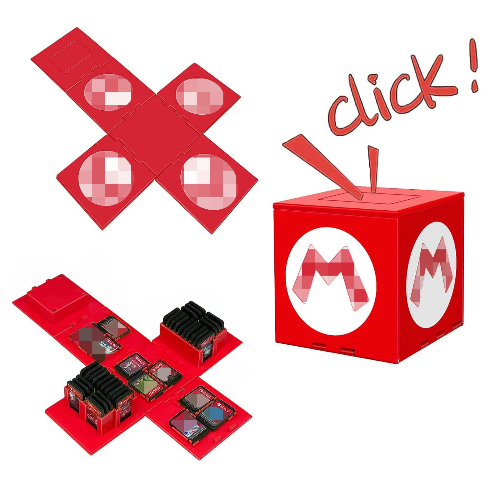 Kakbrt Games Card Storage Case für Switch,Passend für bis zu 41 Switch Spiele Aufbewahrungssystem Spielkarten Organizer Reisebox Hartschalen,Grosse Kapazität (M Red)
