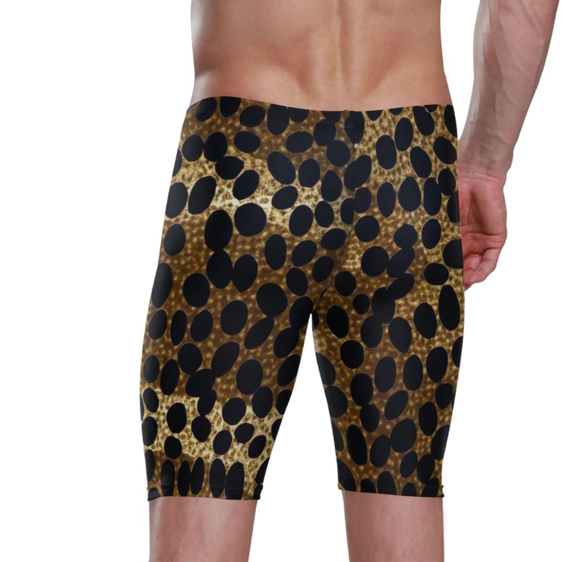 UMIRIKO Gold Leopard Swim Jammers for Men Athletic Durable S B0401169