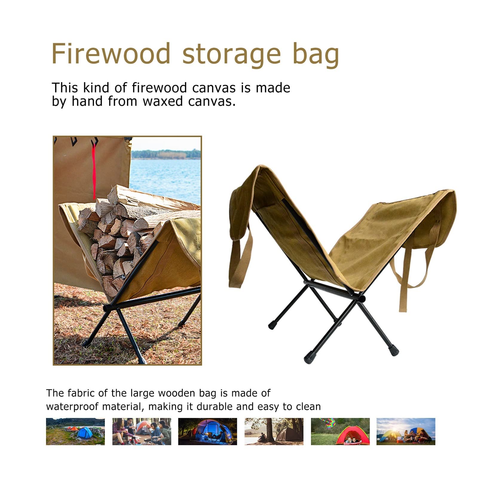 Firewood Log Carrier Tote - Duża osłona do przechowywania na kemping i do użytku na zewnątrz (kolor: 01)