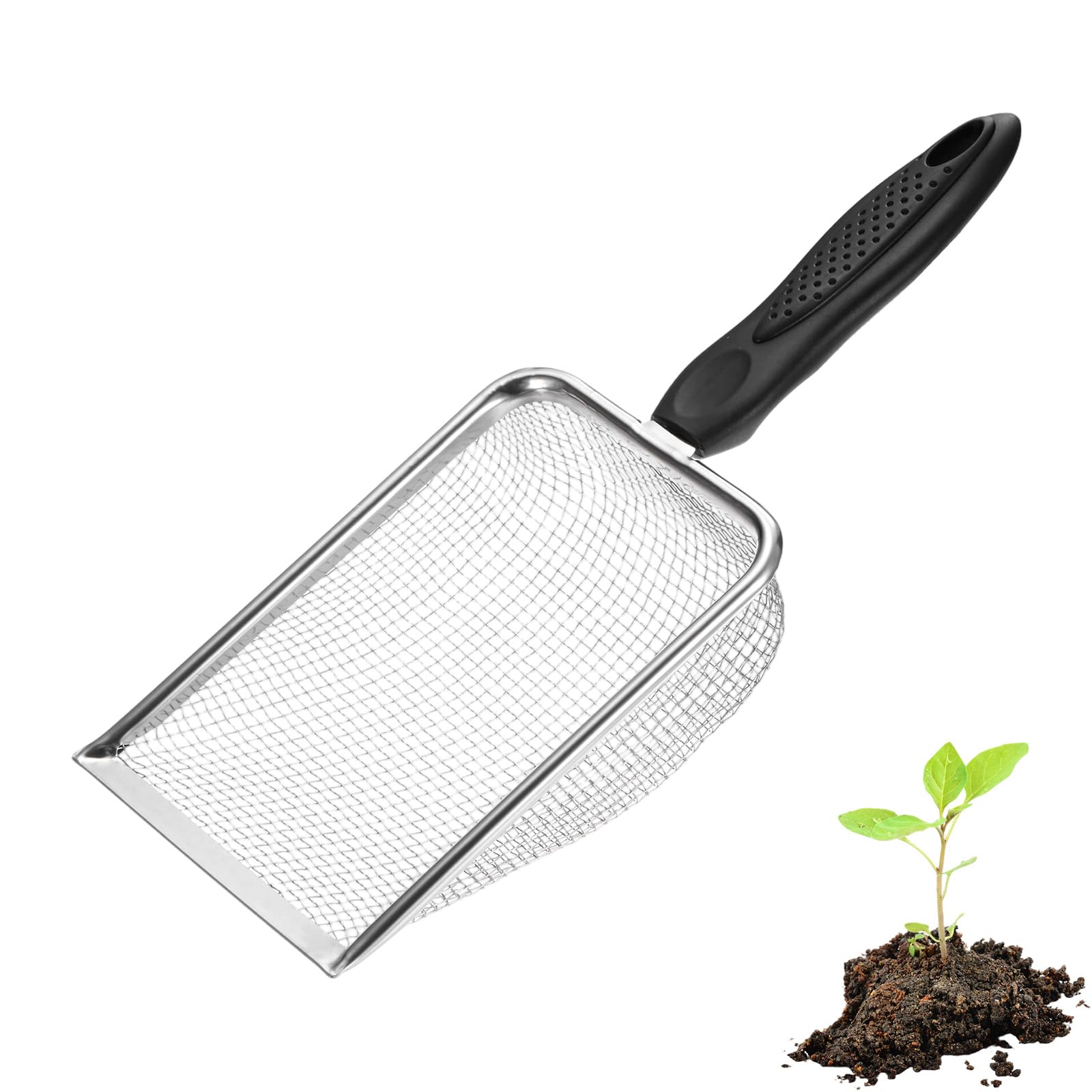 M METERXITY 1-Pack Gardening Soil Sifter 3.3 mm Mesh, Silver Tone — image 1