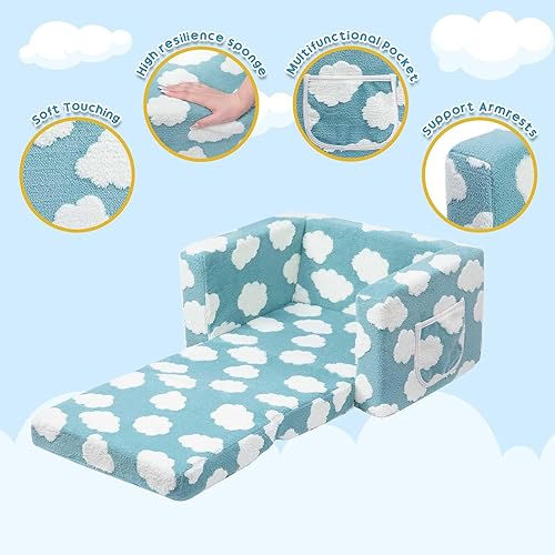 Miniatura 6 de ALIMORDEN Silla para niños 2 en 1 ultrasuave con espuma para acurrucarse, azul