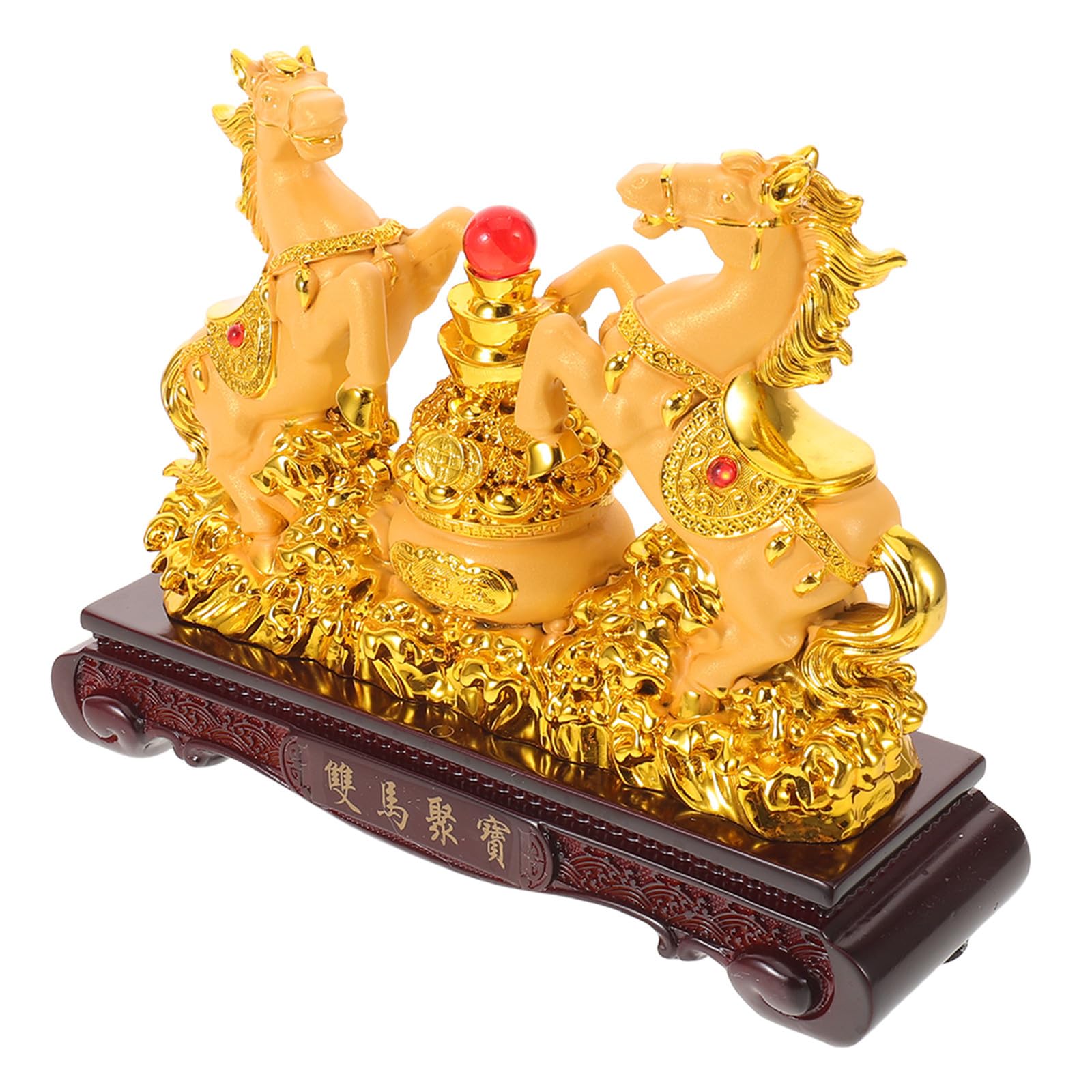 Kunstharz Pferdeornament Gold für Schreibtisch und Eingang