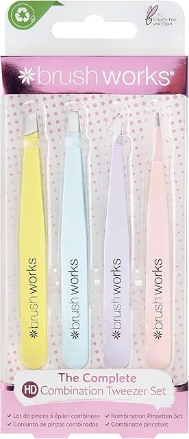 Brushworks HD 4 Piece Combination Tweezer Set - Mixed