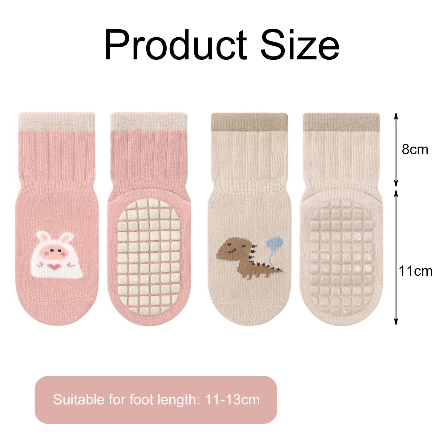 Chaussettes Antidérapantes Bébé, Chaussettes Bébé Coton,Convient Aux 1-3ans Garçons Et Aux Filles, 2 Paires