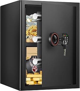 2.5 Cub Large Home Safe Fireproof Waterproof, Anti-theft Fireproof Safe Box with Programmable Keypad, Spare Keys and Removable Shelf, Digital Security Safe for Home Money Firearm Documents Medicines