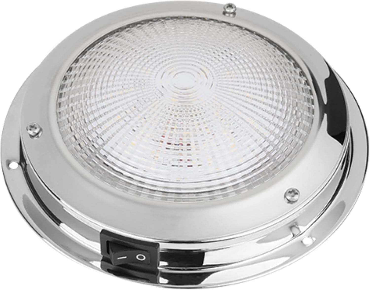 SEAFLO 6" Round Boat/RV Interior Ceiling LED Dome Light - 12V, 3.6W, White Light (5500-6300K), Built-in On/Off Rocker Switch, Stainless-Steel Bezel, CE & RoHS Certified