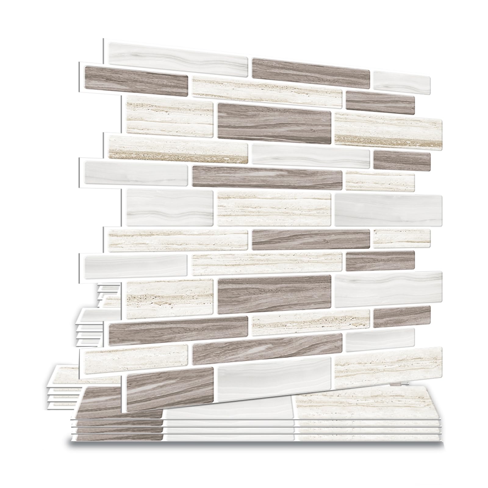 5-Sheet Peel and Stick Backsplash,3D Adhesive Wall Tiles,Waterproof Stick on Backsplash,Cropable Sticker Wallpaper Tiles,Wall Decor for Kitchen,