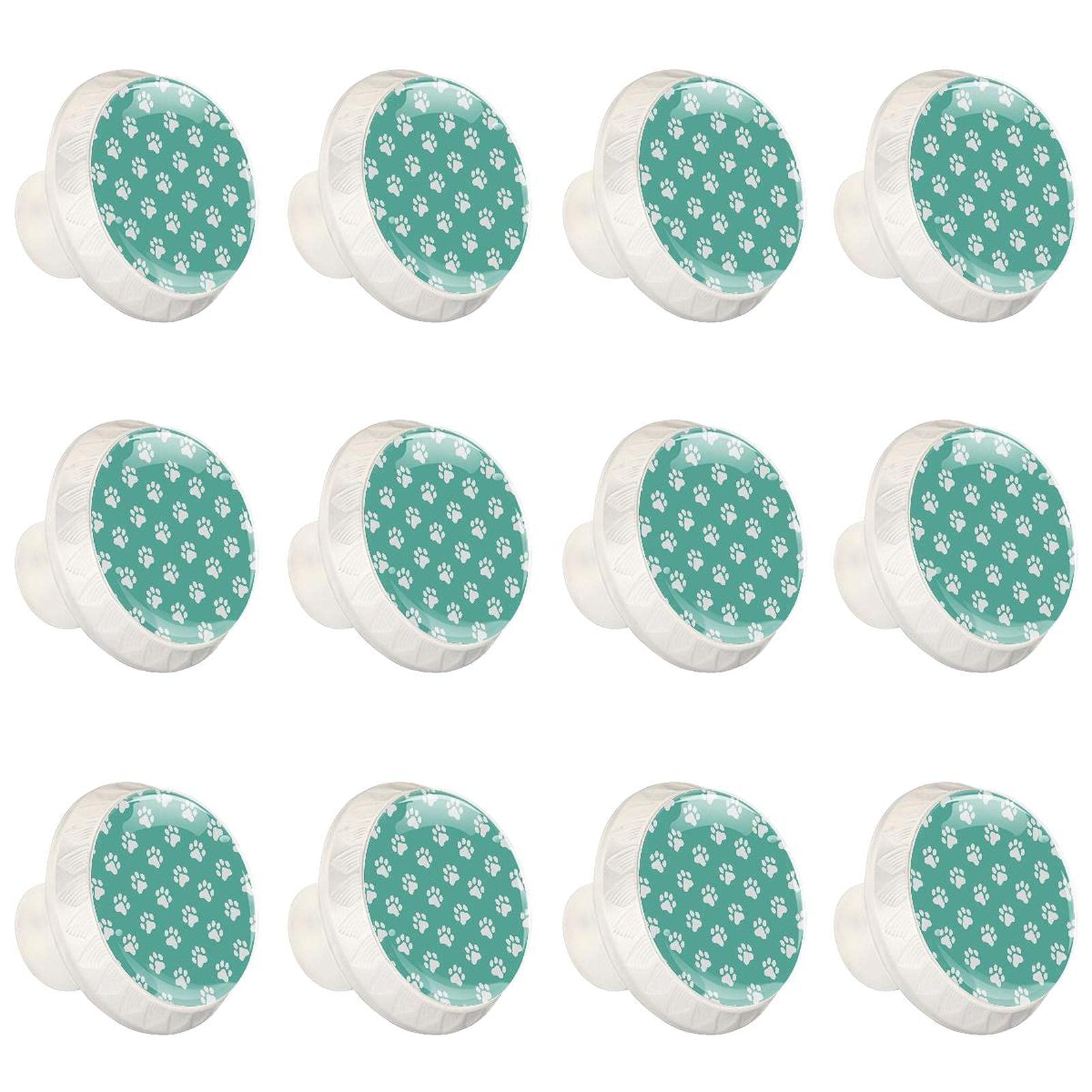 Boutons d'armoires de cuisine motif patte de chat vert lot de 12 pour tiroir de commode
