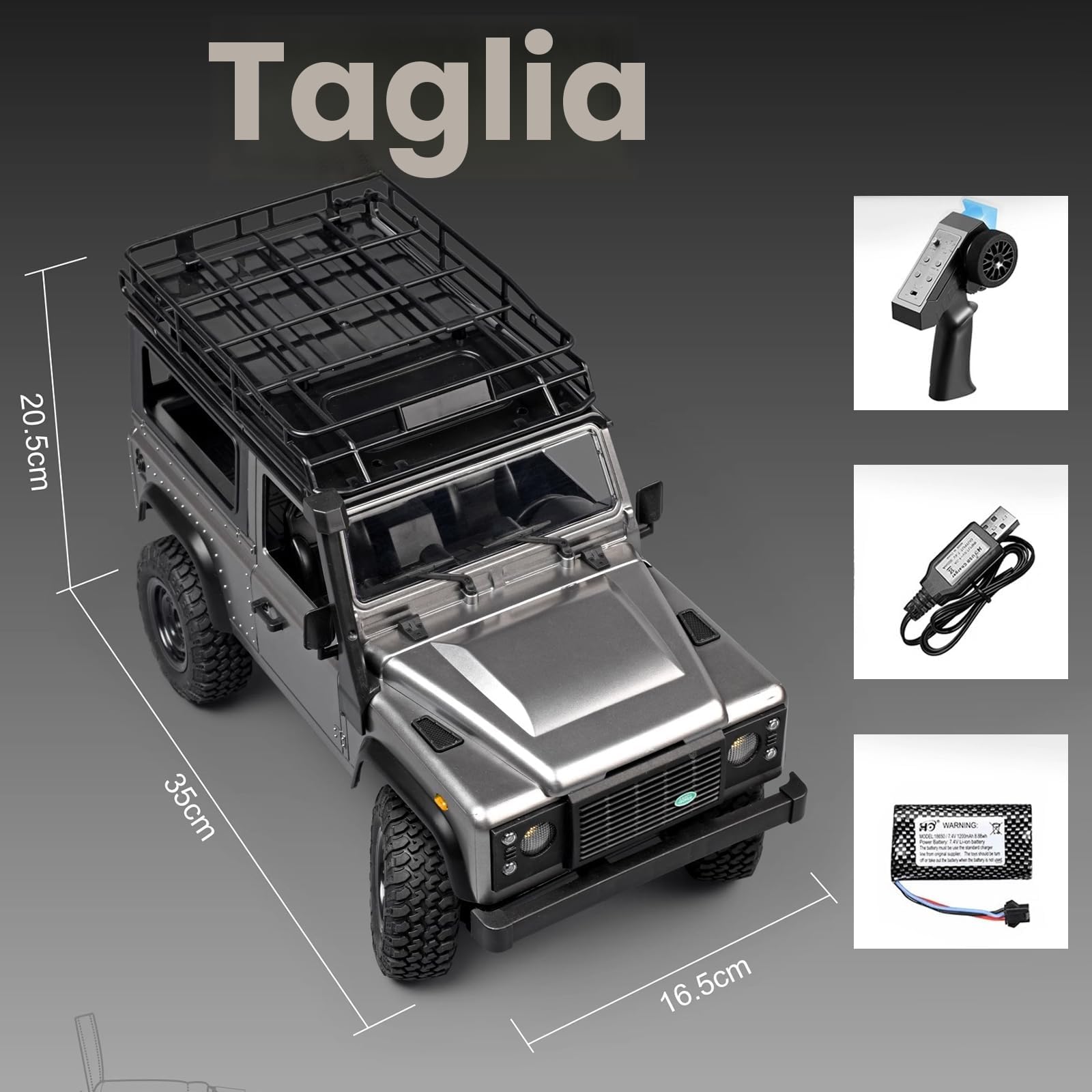 ARRIS MN-99S RC Crawler, RC Rock Car in scala 1:12, 4WD fuoristrada RC Truck RTR, telecomando 2.4G RC Land Rover modelli di veicoli per adulti, regali hobby (grigio)