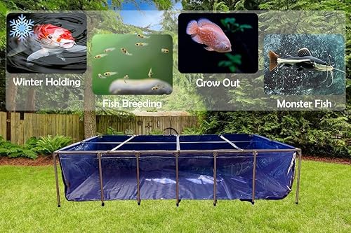 Miniatura 6 de BOSWELL Estanque de piscina para acuario, estanques de peces para exteriores con panel de visión transparente transparente, tanque de agua de 750