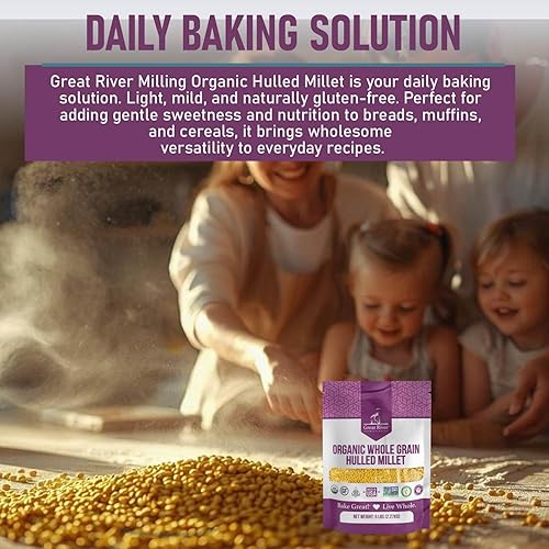 Miniatura 7 de Great River Milling Mijo orgánico con cáscara Grano antiguo de grano entero Sin gluten y superalimento de alto contenido de fibra Sin OMG