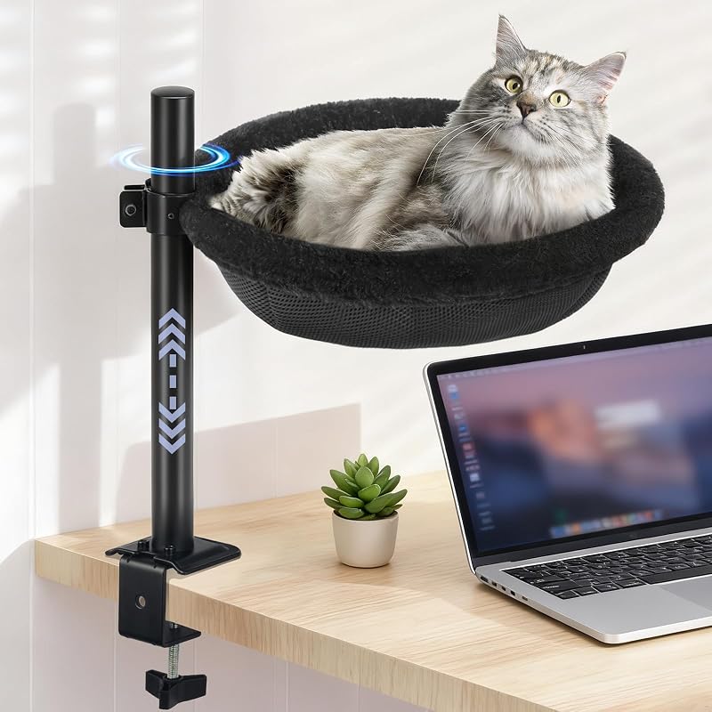 Cama suspensa para gatos em mesa, rede reversível com presilha metálica JSLIN, preta
