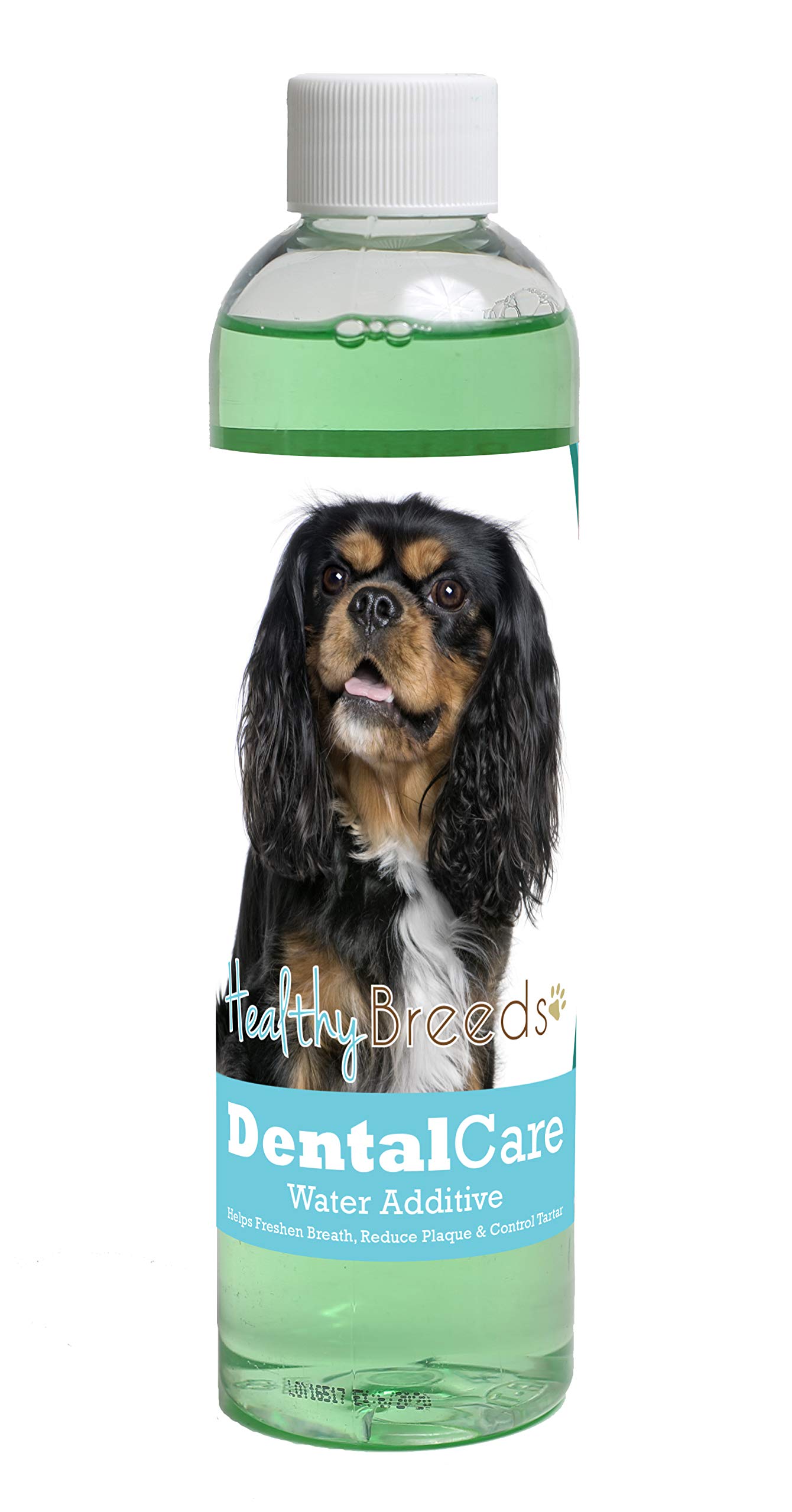 Healthy Breeds Dog Dental Care Water Additive for Cavalier King Charles Spaniel - Helps Freshen Breath, Reduce Plaque &amp; Control Tartar - Mint Flavor - 8 oz