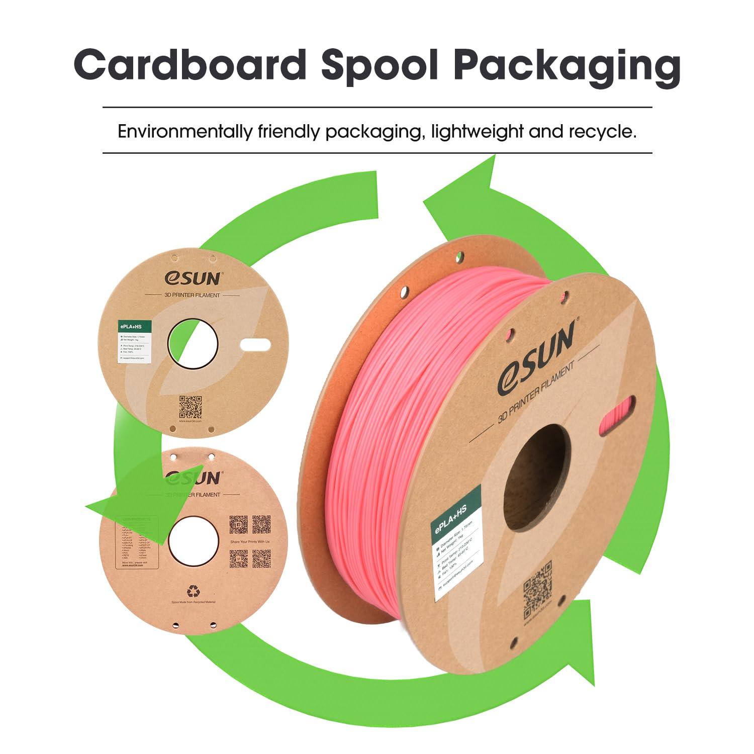 eSUN PLA+ Filamento 1,75 mm, PLA+HS Filamento per stampante 3D ad alta velocità Precisione dimensionale +/- 0,03 mm, bobina da 1 kg (2,2 libbre) per la stampa 3D Speedy, Rosa