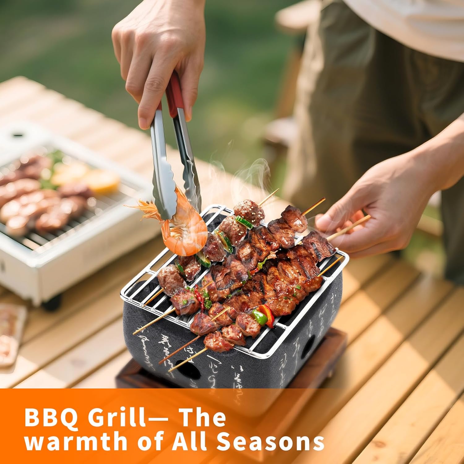 Topyond Japanese BBQ Grill, Charcoal Grill, Portable BBQ Stove, Mini Barbecue Plate, Fast Heating BBQ Grill, Household Grill Tools Accessories Indoor Outdoor Cooking for Family, 19.5x18cm