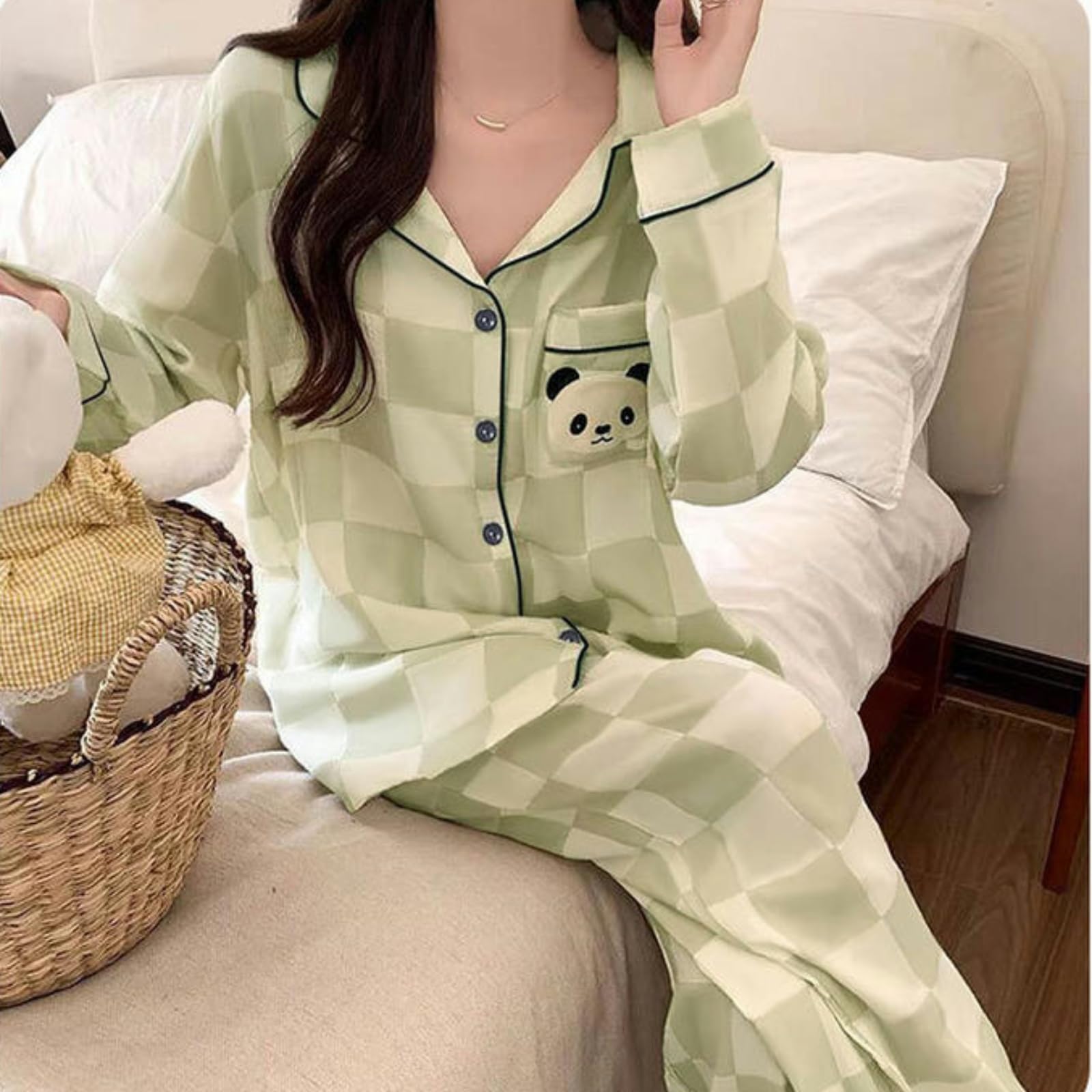 Pigiama Donna Cotone I Imitazione Primaverile E Autunno Imitazione in Cotone A Maniche Lunghe in Cotone per Studenti Abiti da Casa di Grandi Dimensioni-Orchidea Viola-l