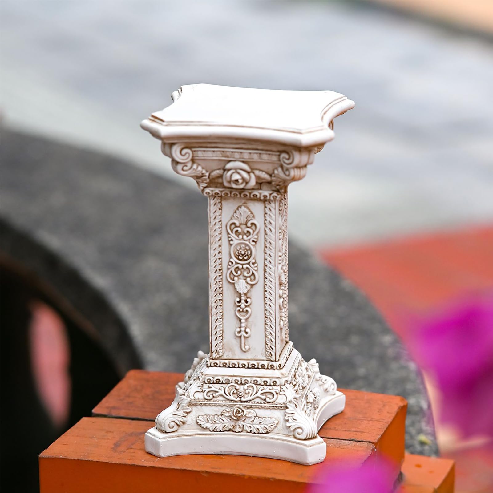 Générique Colonne Romaine | Statue de Piedestal Colonne Grecque - Ornement Vintage Sculpture Florale pour Jardin Cuisine Salle à Manger Mariage Événement