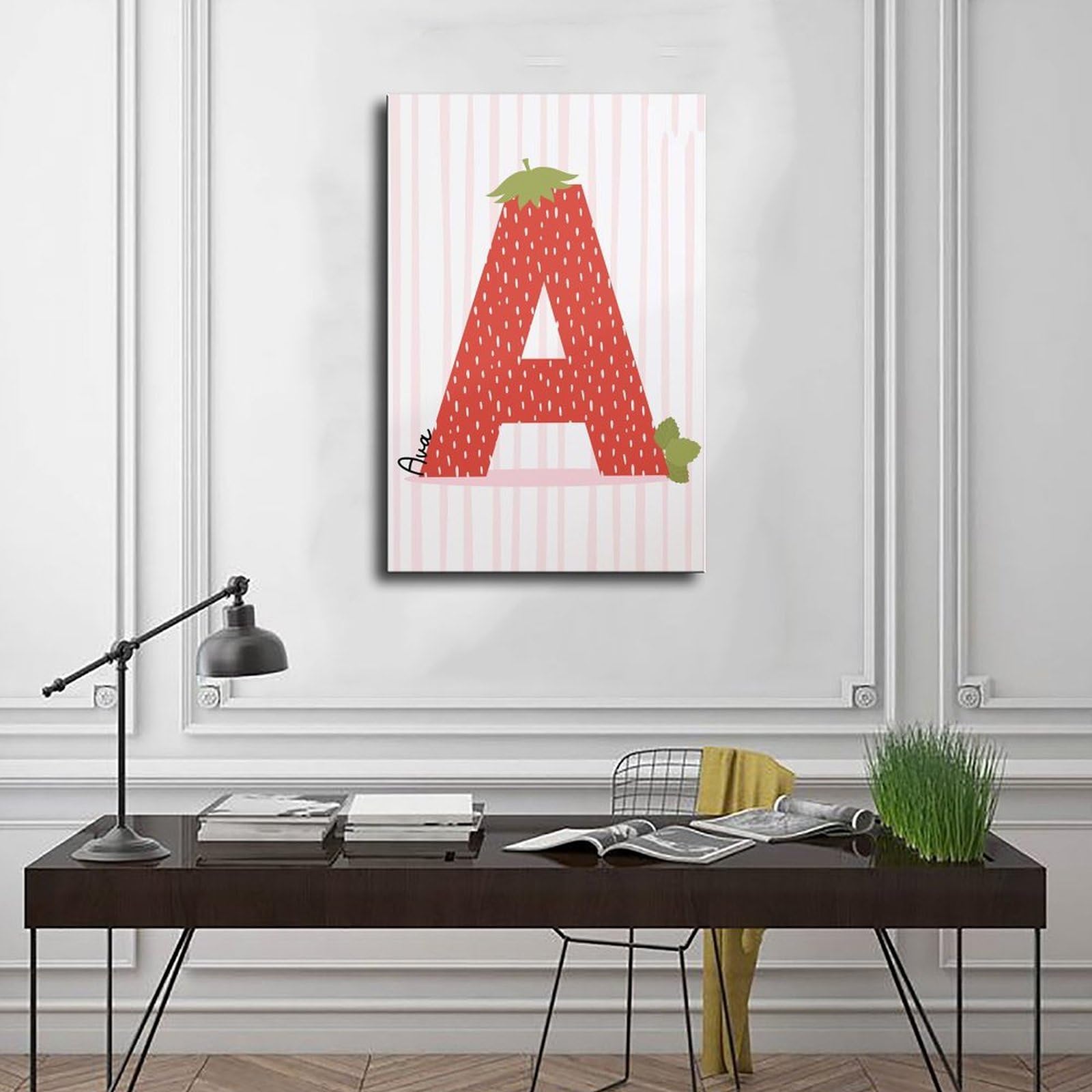 Poster sur toile avec motifs de l'alphabet de A à Z - Décoration murale pour salon, chambre à coucher - 50 x 75 cm