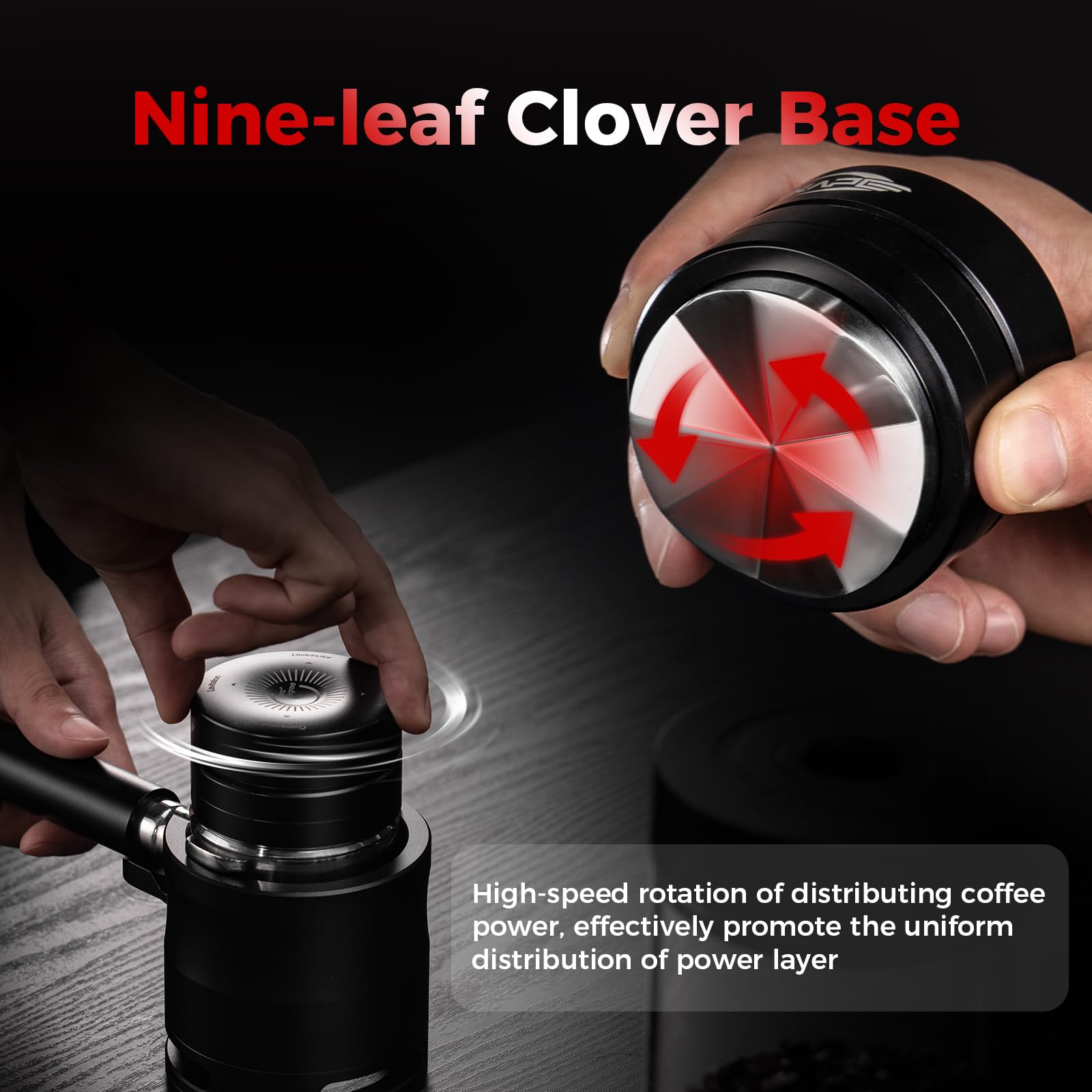 IKAPE 58,35 mm Espresso-Kaffeeverteiler, Kaffee-Doppellager- und Hochgeschwindigkeitsverteilungswerkzeug, adaptiver Höhen-Kaffeetamper-Nivellierer für Siebträger über 58 mm