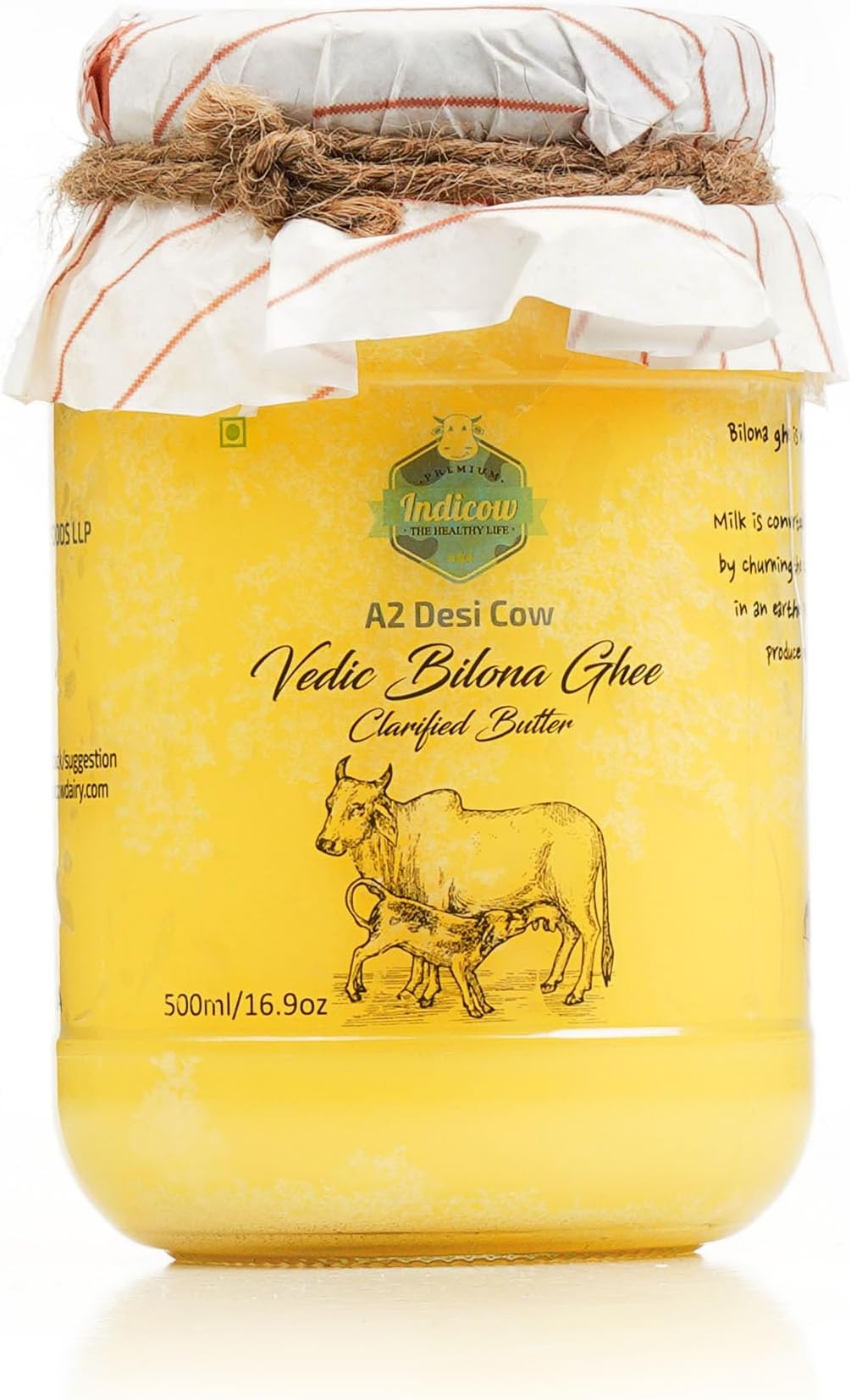 Indicow Farms A2 Cow Ghee (A2 Cow (Sahiwal), 500ml)