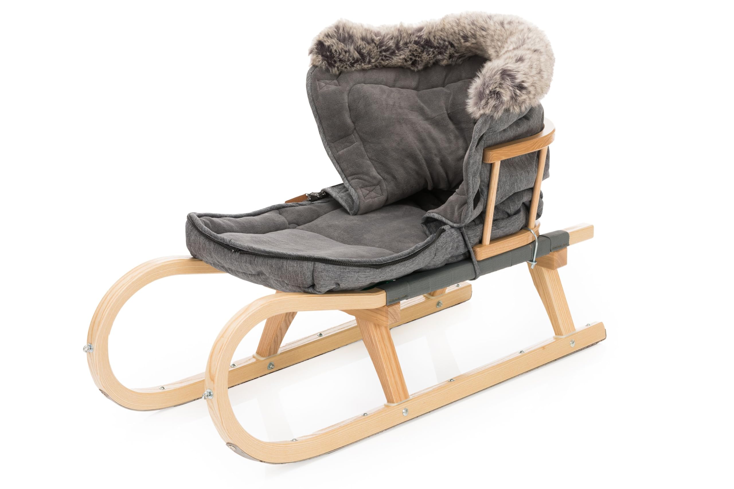 Fillikid Schlittensack Exklusiv | Warmer Fußsack für Holzschlitten mit Lehne | Winddicht & wasserabweisend | Kuscheliger Kragen in Felloptik | 100% Polyester | 70 x 60 cm | Perfekt für Winterausflüge
