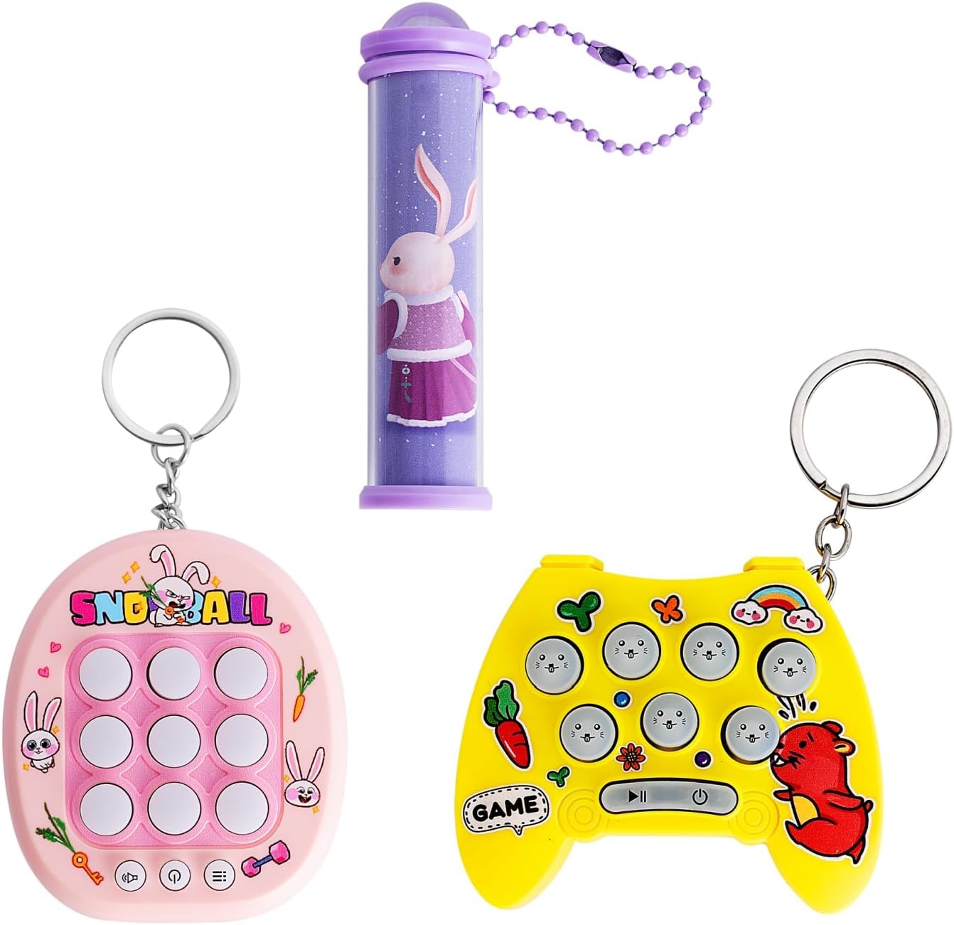 MiniTic-Tac-Toe Key Chains, Fast Push Pop It Game Whack-a-Mole Toy Backpack Pendant, Kaleidoscope for Kids, Creative Funny Gift Set, Ideal For Friends/Children's Gifts