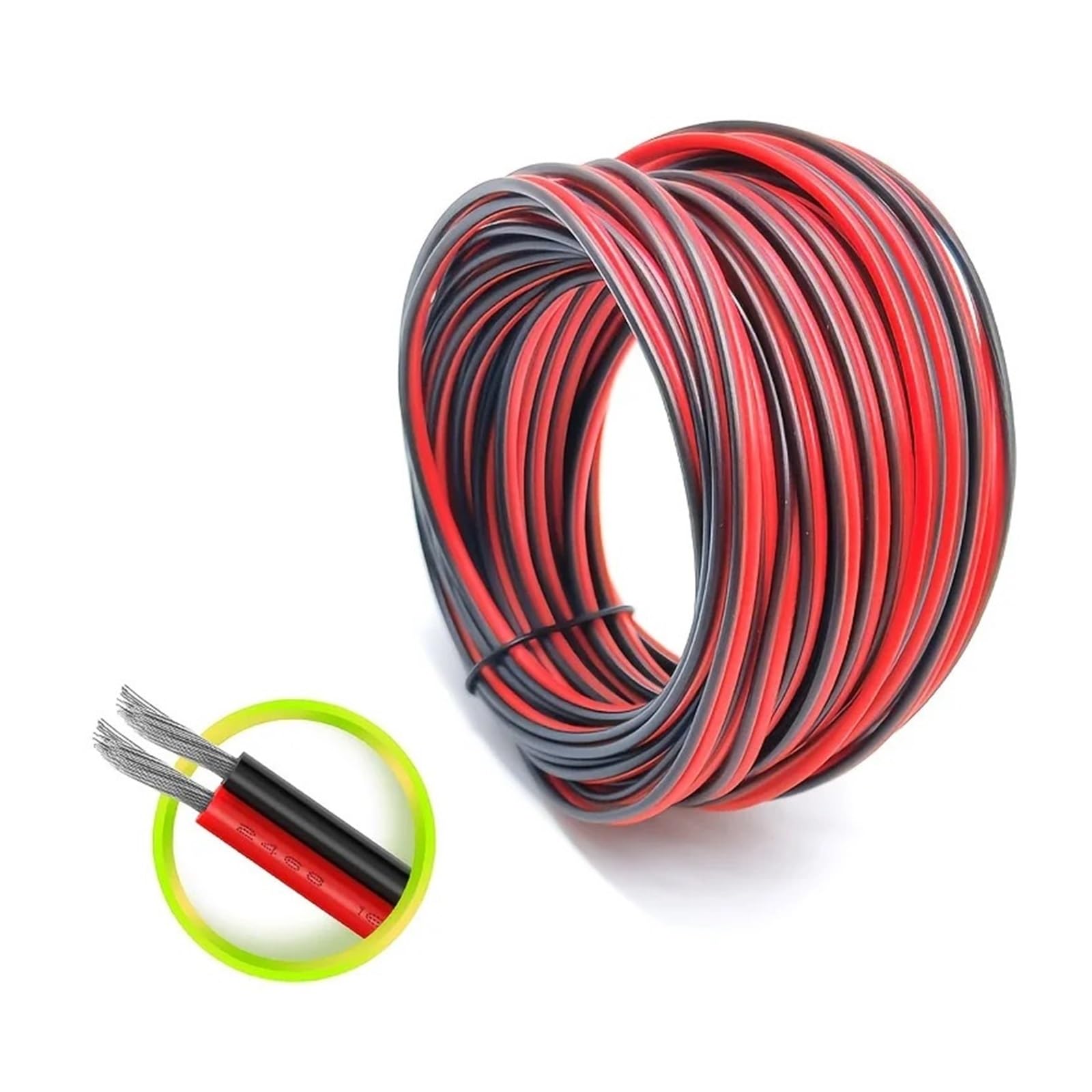 Cavo Elettrico Rosso Nero Isolato In PVC In Rame Stagnato Da 20 M 2PIN for Estensione Luminosa A Strisce Monocromatiche(16 AWG)
