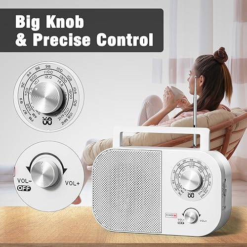 Miniatura 5 de Radio AM FM portátil con recepción de largo alcance, radio transistor de onda corta Goodes con altavoz grande, funciona con batería o alimentación