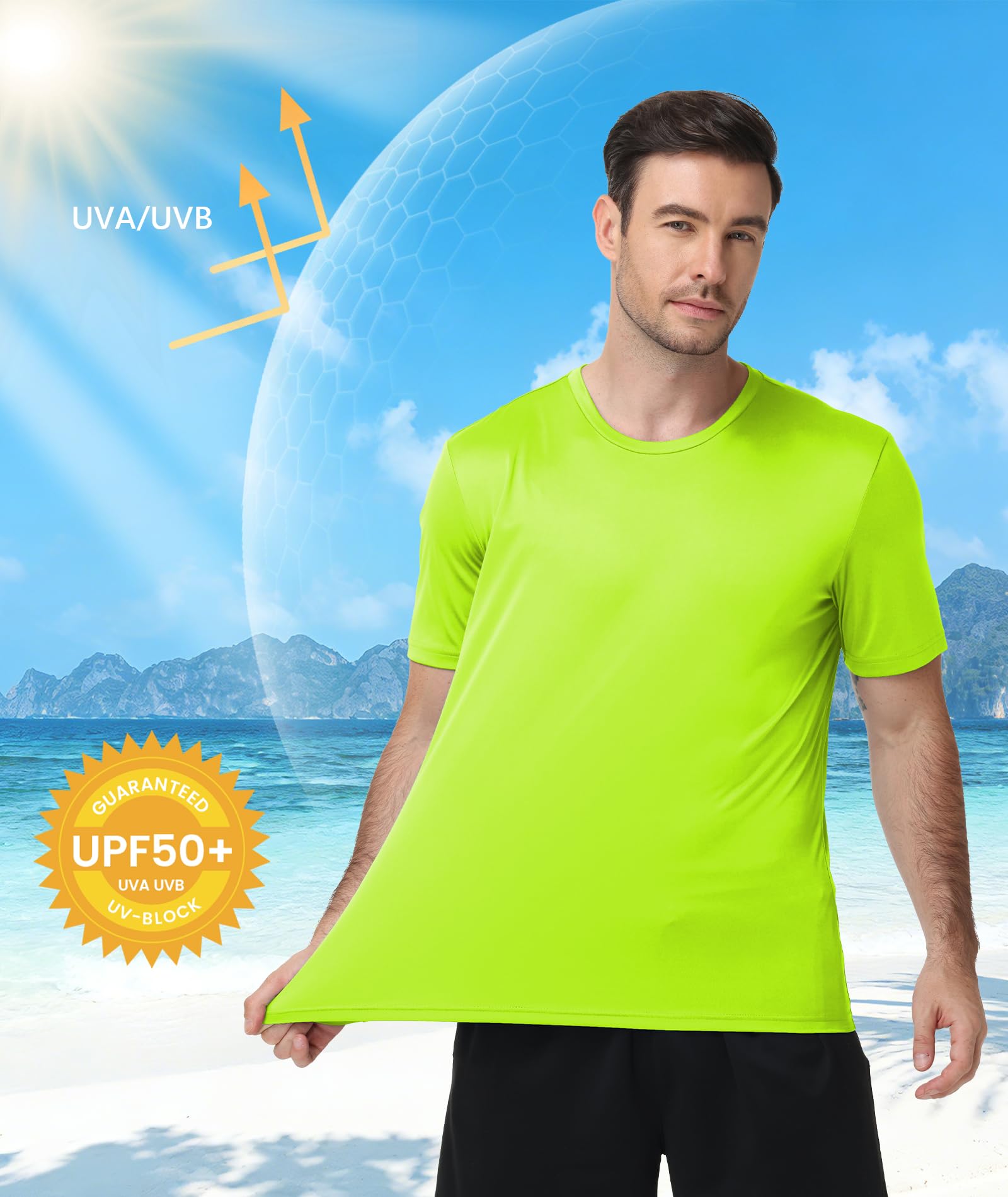 ZITY 5 Pack Classic Tshirt for Men- Men's Rash Guard Short Sleeve UPF 50+ Sun Protection Moisture Wicking Athletic Shirts - 5