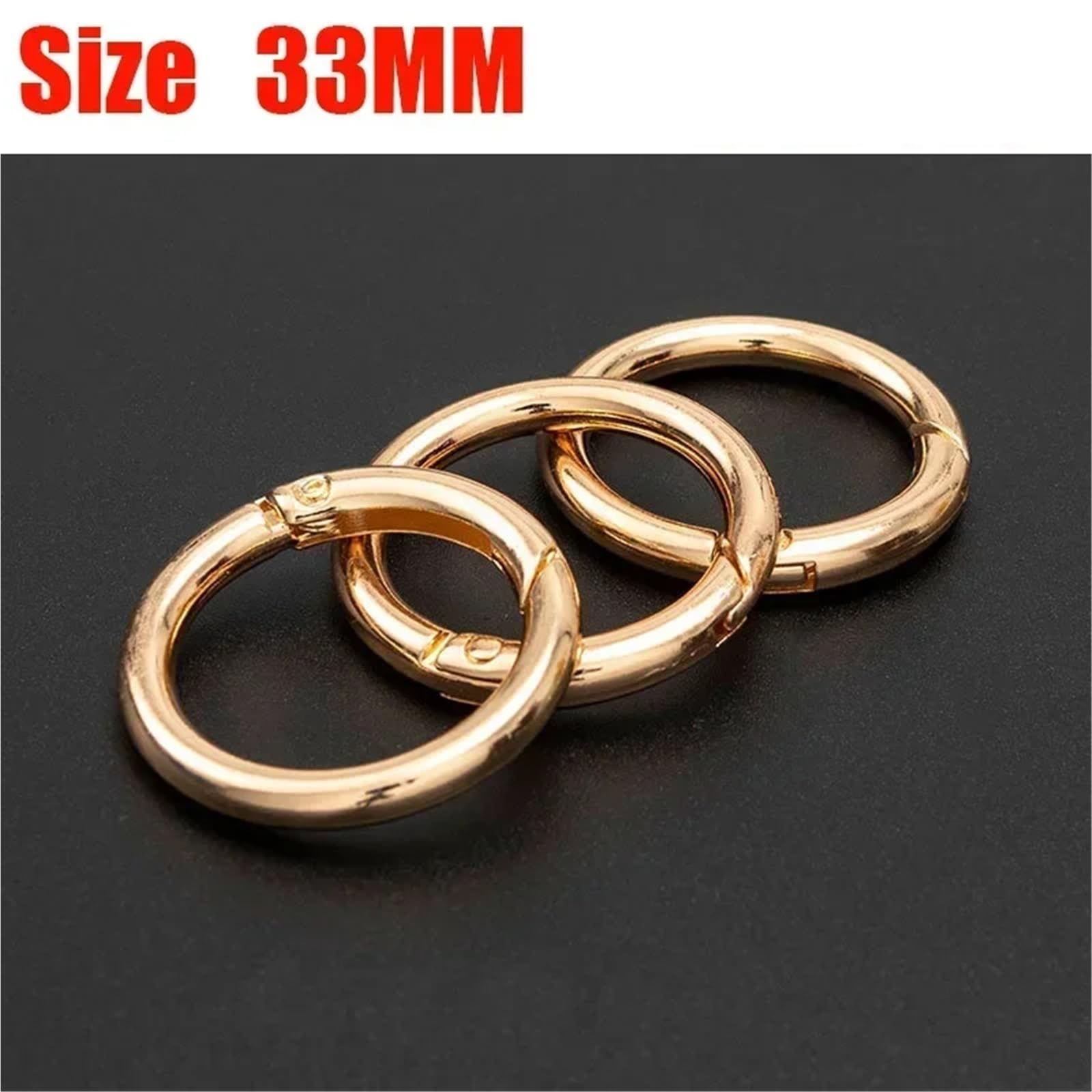50 hebillas de metal for monedero, con resorte, anillo redondo, mosquetón, gancho a presión, cierre llavero, accesorios for bolso joyería DIY Para bolsos(Gold 33mm)