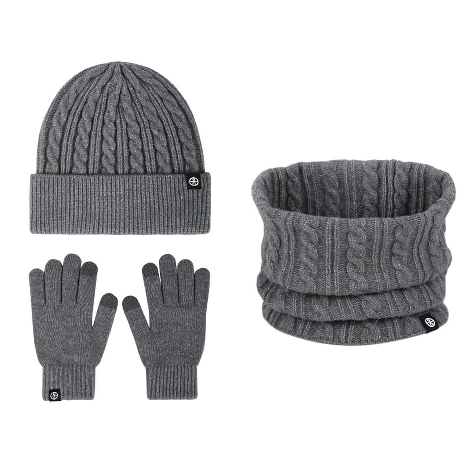 Wintermütze Schal Handschuhe Set Warmer Winteranzug Aus Deutschem Fleece Mit Ohrenklappen, Strickmütze, Und Handschuhen-rot