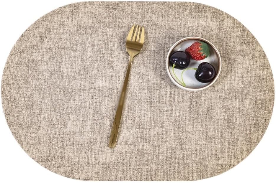 Sided Creative Fabric Oval Western Placemat Waterproof Oil Insulated Cushion Coaster(E)