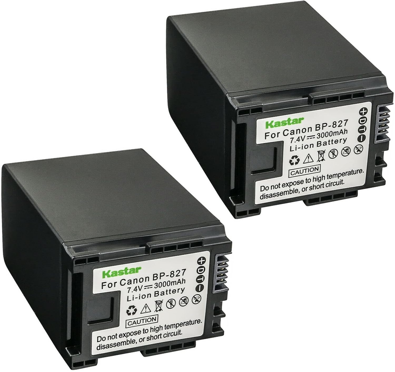 Kastar 2-Pack BP-827 Battery 7.4V 3000mAh Replacement for Canon Vixia FS10, Vixia FS100, Vixia FS11, VIXIA HG20, VIXIA HG21, VIXIA HF G10 HFG10, VIXIA HF G20 HFG20, VIXIA HF G30 HFG30 Camcorder