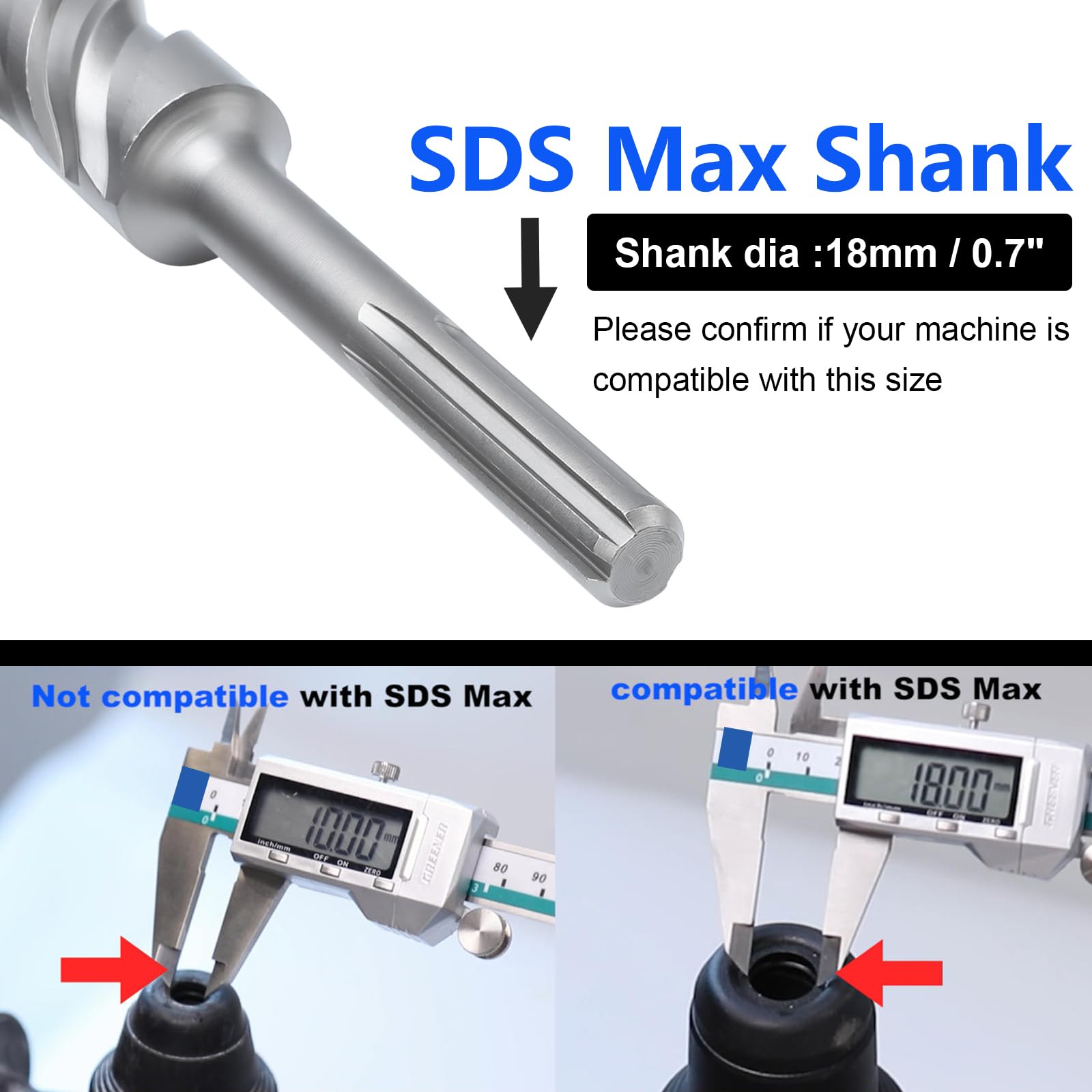 GRIXLEN SDS Max Masonry Drill Bit - 3/8" -3 GRIXLEN SDS Max Masonry Drill Bit - 3/8" -3