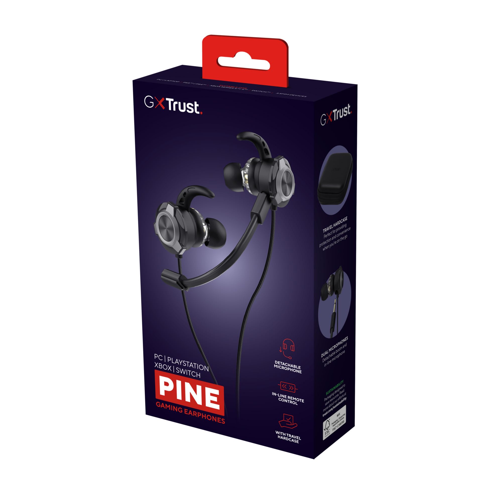 Trust GXT 406 Pine In Ear Kopfhörer mit Kabel Nintendo Switch PS5 PS4 Xbox Tablet PC, 3.5mm Gaming Ohrhörer mit Mikrofon, Inline Steuerung, Kabelgebundene Earbuds mit Hartschalenetui, Schwarz