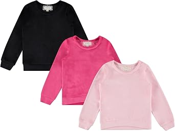 BTween Girls Cozy Velour Sweatshirt Set, 3 Pack of Soft Sweatshirts for Kids, Stylish Casual Outfits, Sizes 4-14